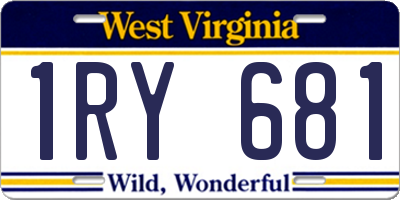 WV license plate 1RY681