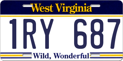 WV license plate 1RY687