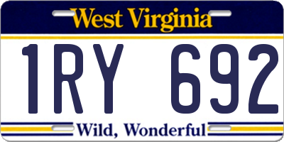 WV license plate 1RY692