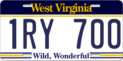 WV license plate 1RY700