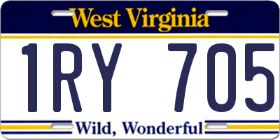 WV license plate 1RY705