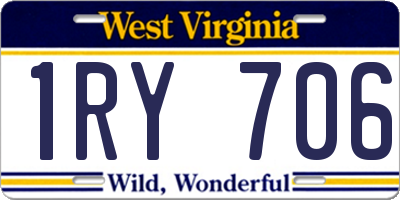 WV license plate 1RY706