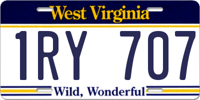 WV license plate 1RY707