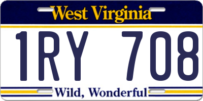 WV license plate 1RY708