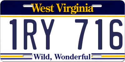 WV license plate 1RY716