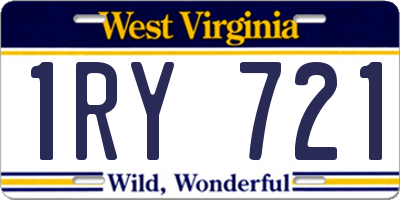 WV license plate 1RY721