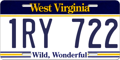 WV license plate 1RY722