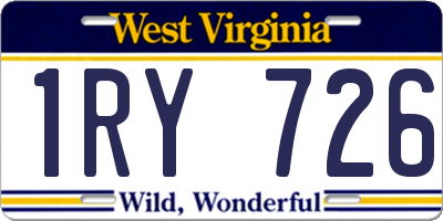 WV license plate 1RY726