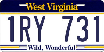 WV license plate 1RY731