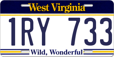 WV license plate 1RY733