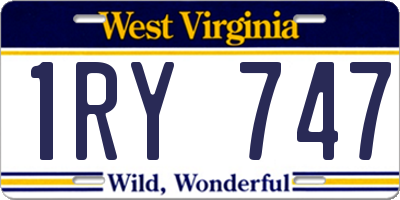 WV license plate 1RY747