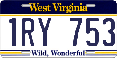 WV license plate 1RY753