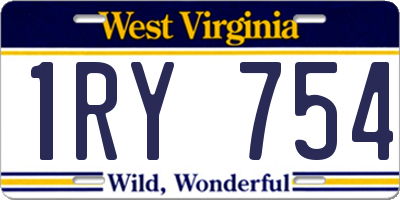 WV license plate 1RY754