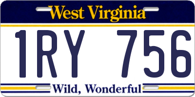 WV license plate 1RY756