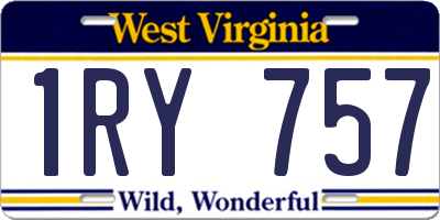 WV license plate 1RY757
