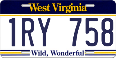 WV license plate 1RY758