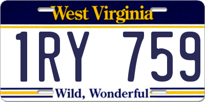 WV license plate 1RY759