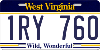 WV license plate 1RY760