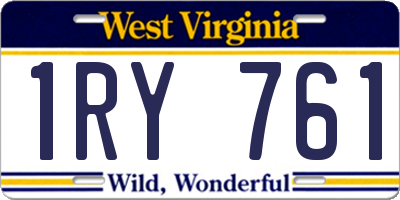 WV license plate 1RY761