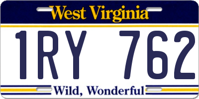 WV license plate 1RY762