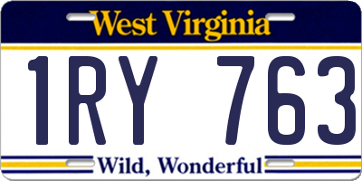 WV license plate 1RY763