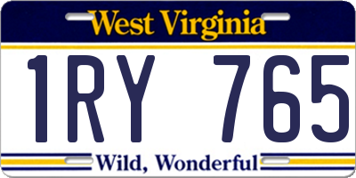 WV license plate 1RY765