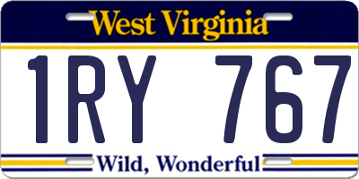 WV license plate 1RY767