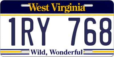 WV license plate 1RY768