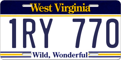 WV license plate 1RY770