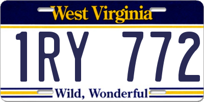 WV license plate 1RY772