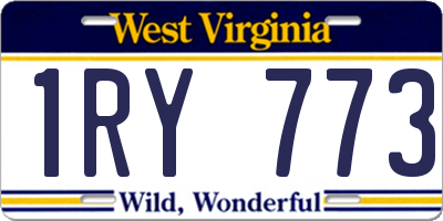 WV license plate 1RY773