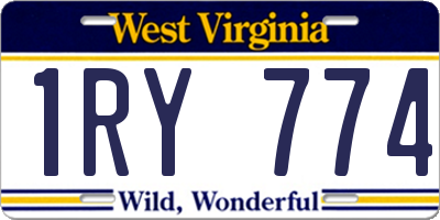 WV license plate 1RY774