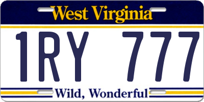 WV license plate 1RY777