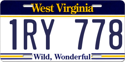 WV license plate 1RY778