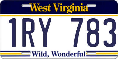 WV license plate 1RY783