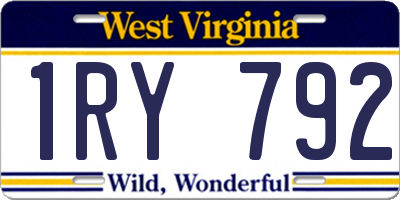 WV license plate 1RY792