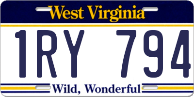 WV license plate 1RY794