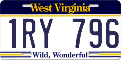 WV license plate 1RY796