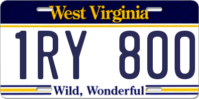 WV license plate 1RY800