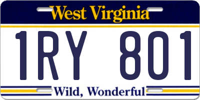 WV license plate 1RY801