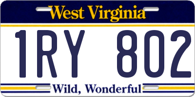 WV license plate 1RY802
