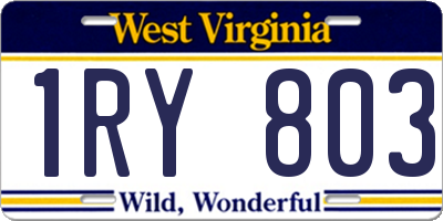 WV license plate 1RY803