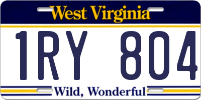 WV license plate 1RY804