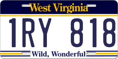 WV license plate 1RY818