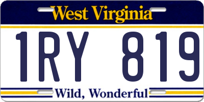 WV license plate 1RY819