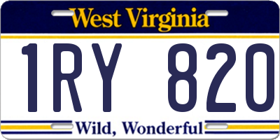 WV license plate 1RY820