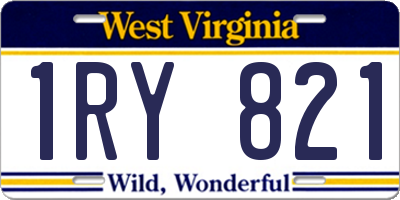 WV license plate 1RY821