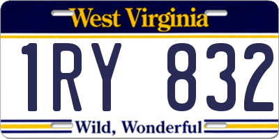 WV license plate 1RY832