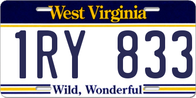 WV license plate 1RY833
