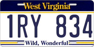 WV license plate 1RY834